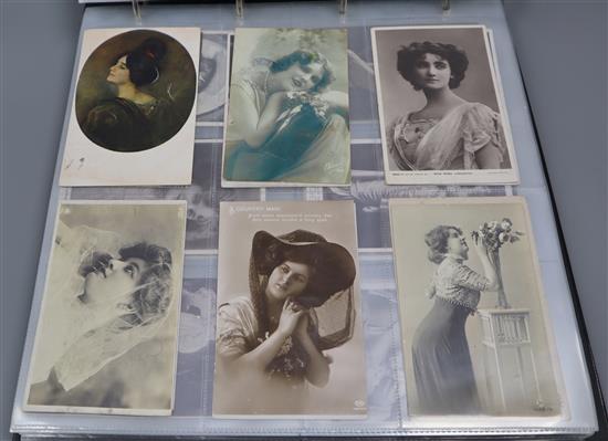 A postcard album of theatre stars, Royalty and Military scenes etc